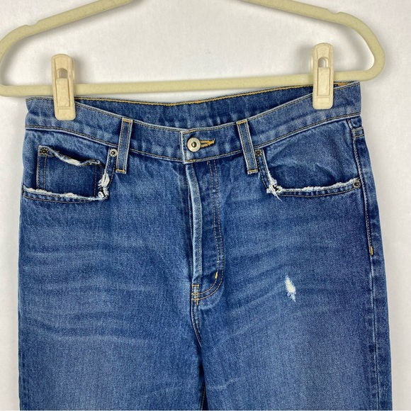 Carmar Button Fly Distressed Jeans Raw Hem Womens Size 28 High Rise Straight - Picture 5 of 9